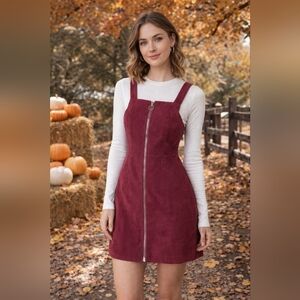 Shein Dusty Rose Corduroy Overalls Jumper Dress